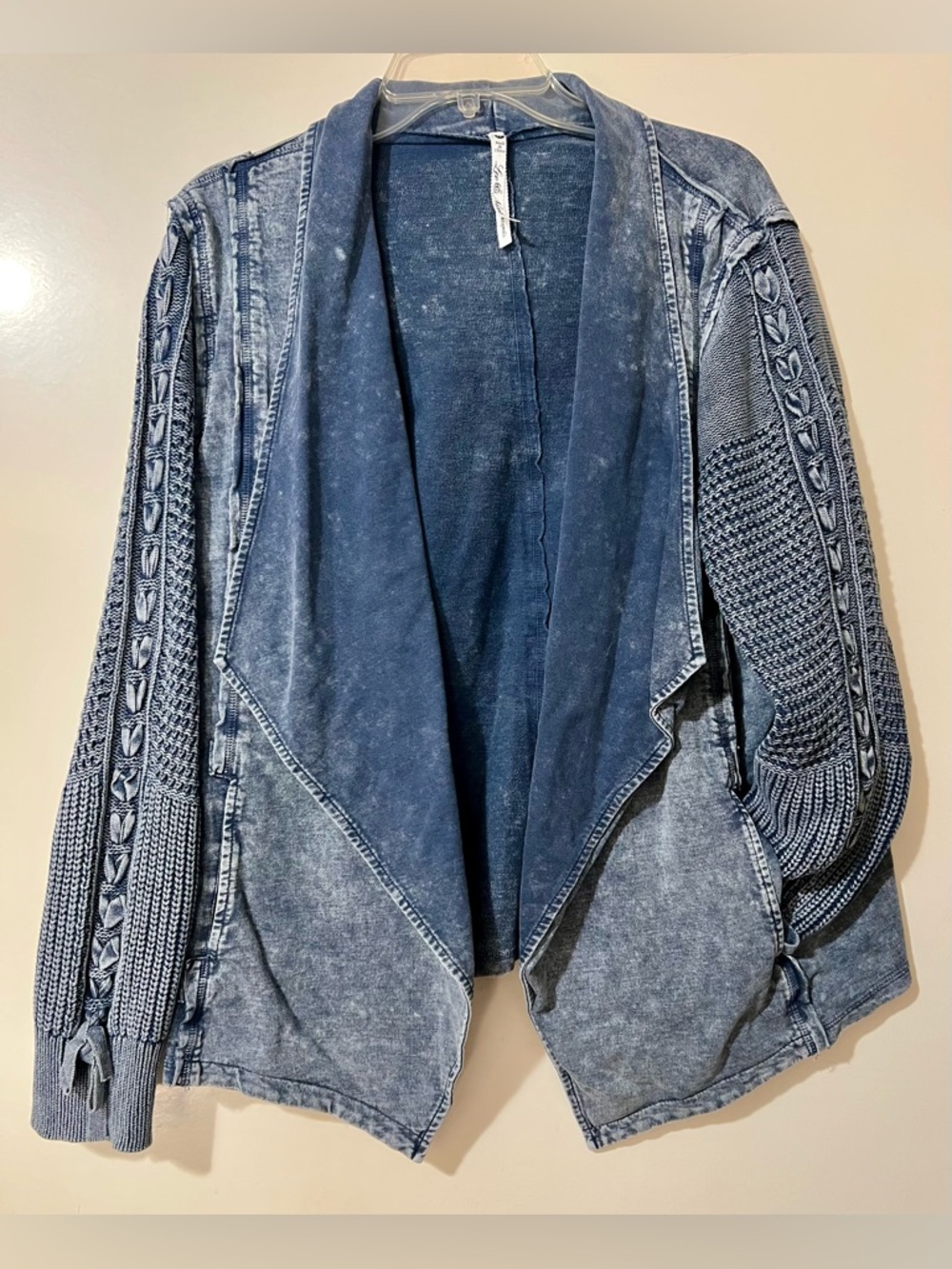 NEW Leo & Nicole Indigo Blue Women's Draped Front Jacket Cardigan